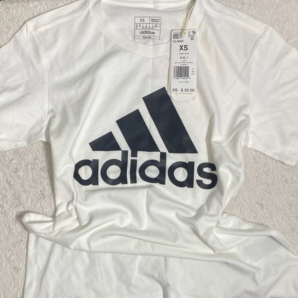 Adidas White and Black Logo Tee NWT